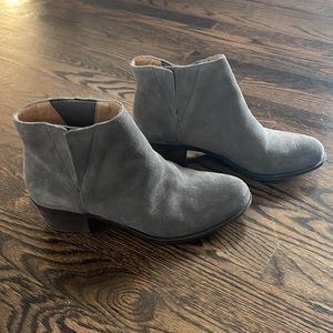 Lucky Brand Grey Suede Ankle Booties with rubber sole